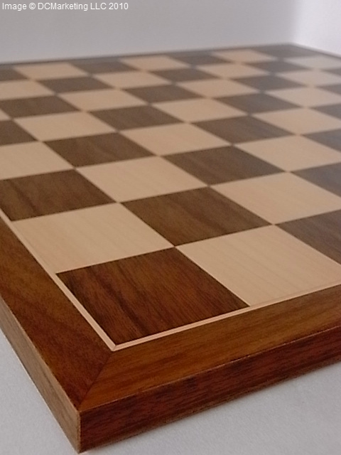Deluxe Walnut and Maple Wood Veneer Chess Board - 40cm